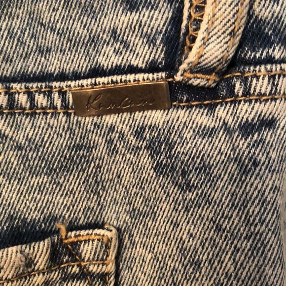 KANCAN 15/31 AMY HIGH RISE MOM ACID WASH DISTRESSED RAW HEM STRETCH DENIM JEANS - Picture 10 of 11